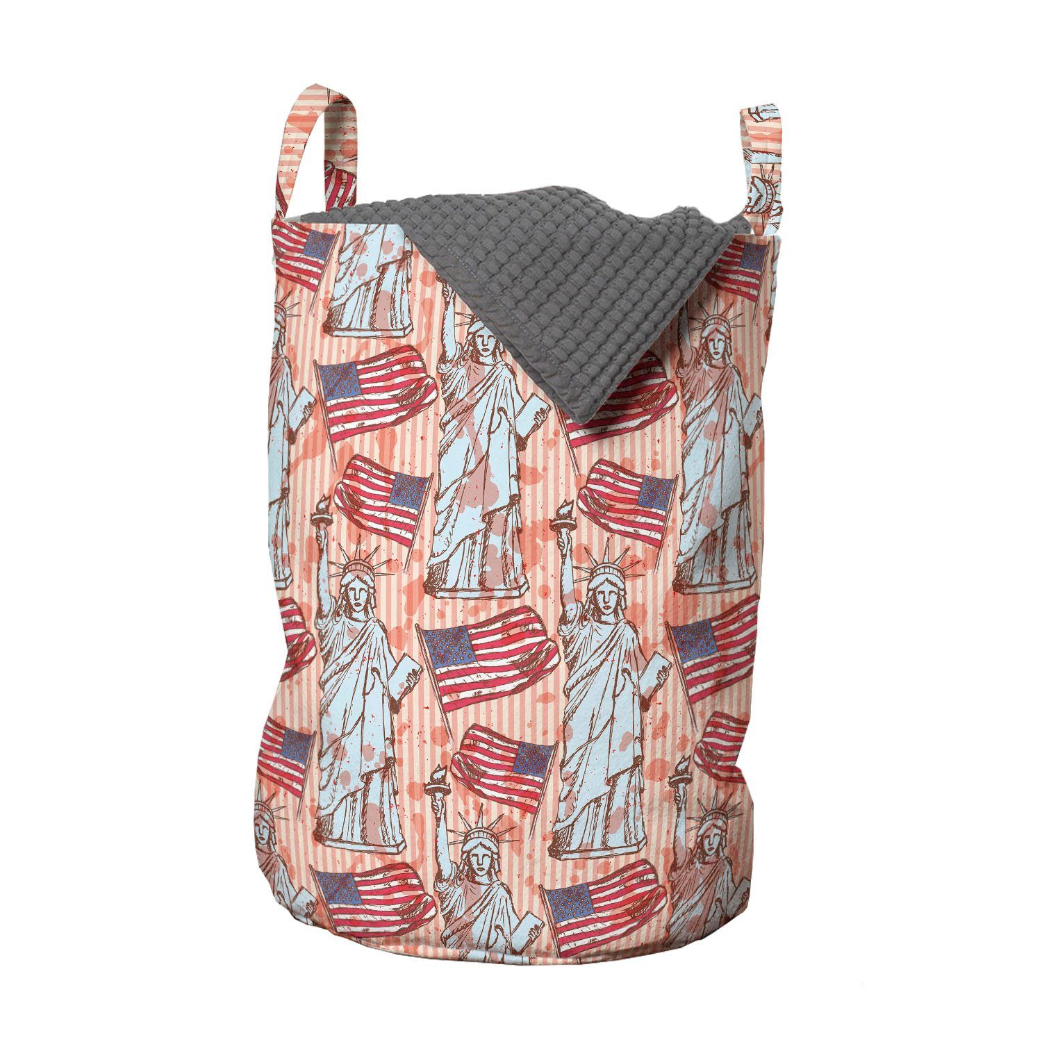 Wäschesäckchen für Griffen Kordelzugverschluss Freiheit mit Abakuhaus USA Staaten Flagge Waschsalons, Wäschekorb