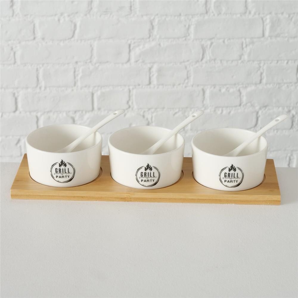 BOLTZE Servierschale Schale Conny 7-tlg. Set, aus Bambus und Keramik modern 500ml