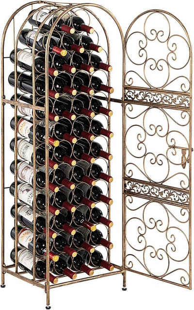 COSTWAY Weinregal »Flaschenregal stehend für 45 Flaschen«, mit Tür, Metallrahmen 41,5 x 37 x 125 cm