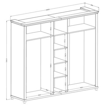 Lomadox Kleiderschrank EPSOM-83 grün mit Lefkas Eiche Nb. 246/216/62 cm