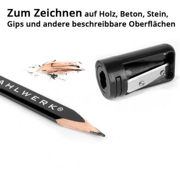 STAHLWERK Bleistift Zimmermannsbleistift Set 5-teilig 180 mm (7) mittelhart (HB), (Set), 4 ovale, mittelharte (HB) Baubleistifte inklusive Anspitzer