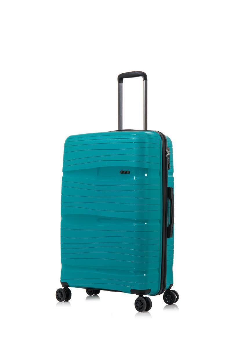 Trolley kleiner D&N Hartschalentrolley S 4300 petrol 4 Räder Zwillingsrollen