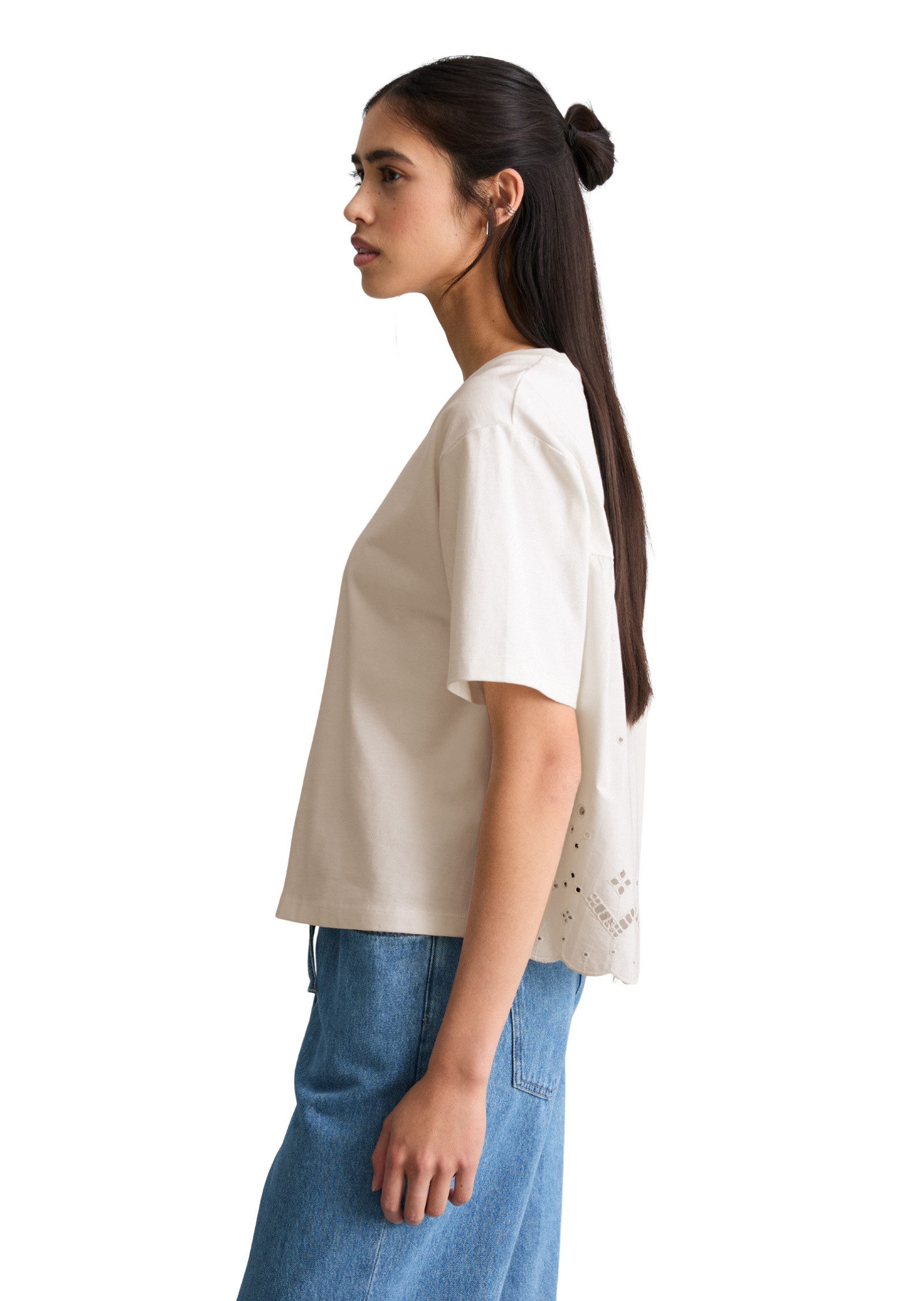 Marc O'Polo DENIM T-Shirt aus Material-Mix