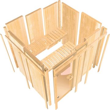 Karibu Sauna Tomke, BxTxH: 170 x 151 x 198 cm, 68 mm, (Set) 3,6-kW-Plug & Play Ofen mit externer Steuerung