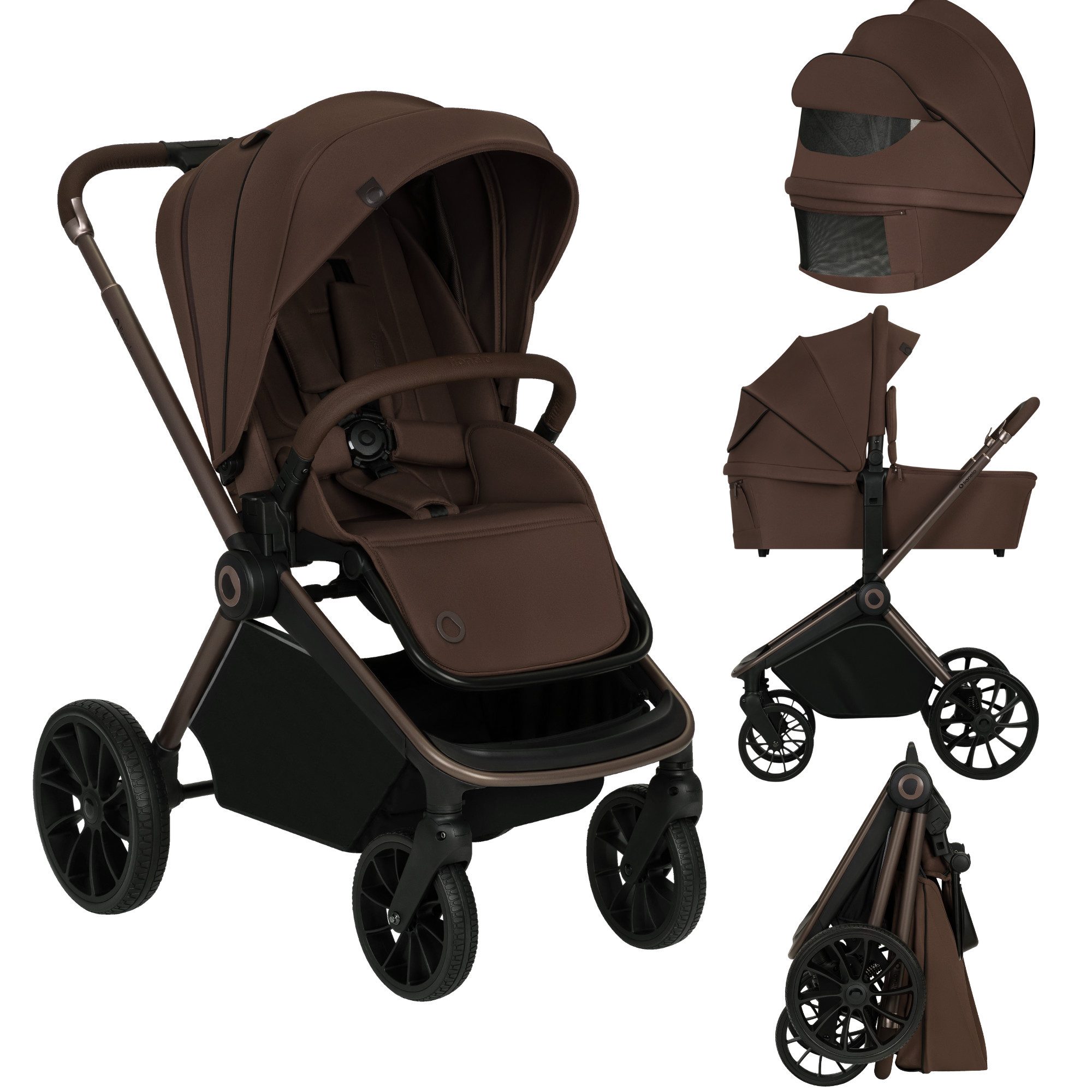 lionelo Kombi-Kinderwagen MIKA PLUS 2 IN 1, (Set), Hohe Manövrierfähigkeit/XXL-Verdeck/Komfortable Dämpfung