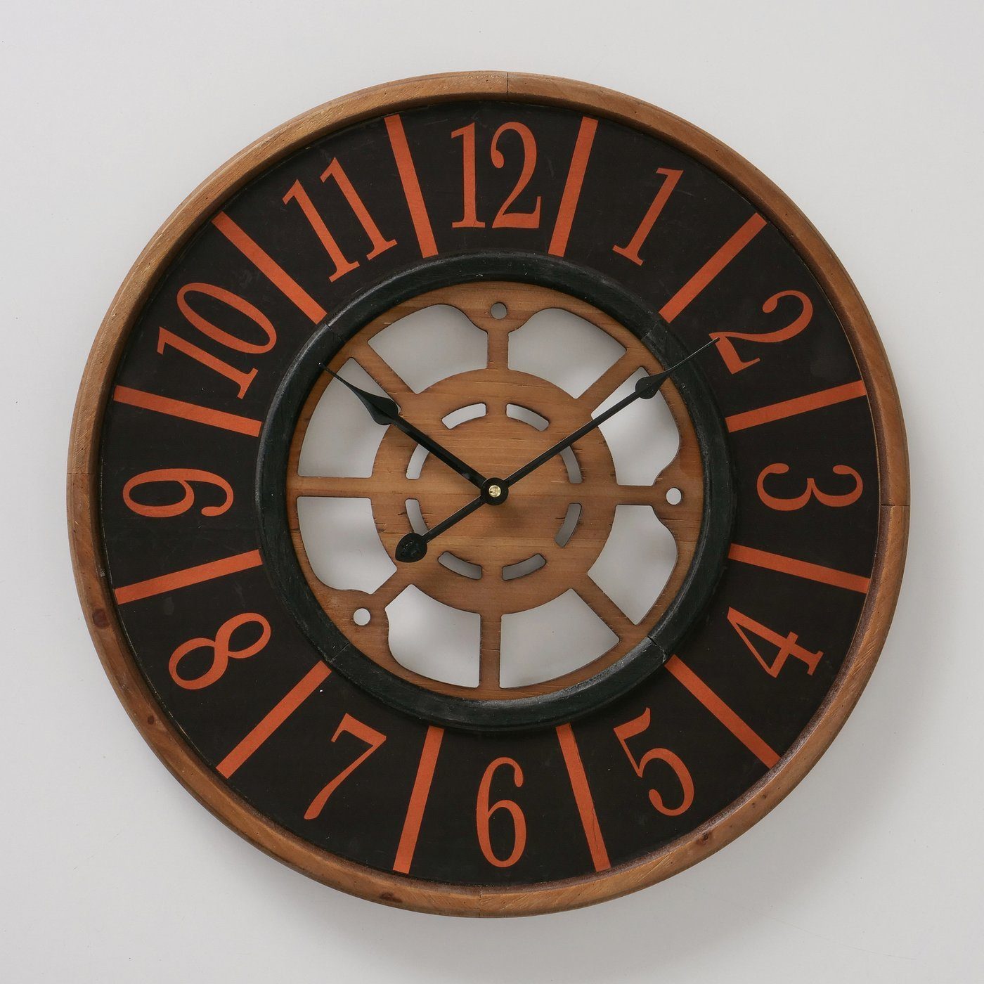 BOLTZE Wanduhr "Alton" aus Holz in schwarz B50cm, Uhr
