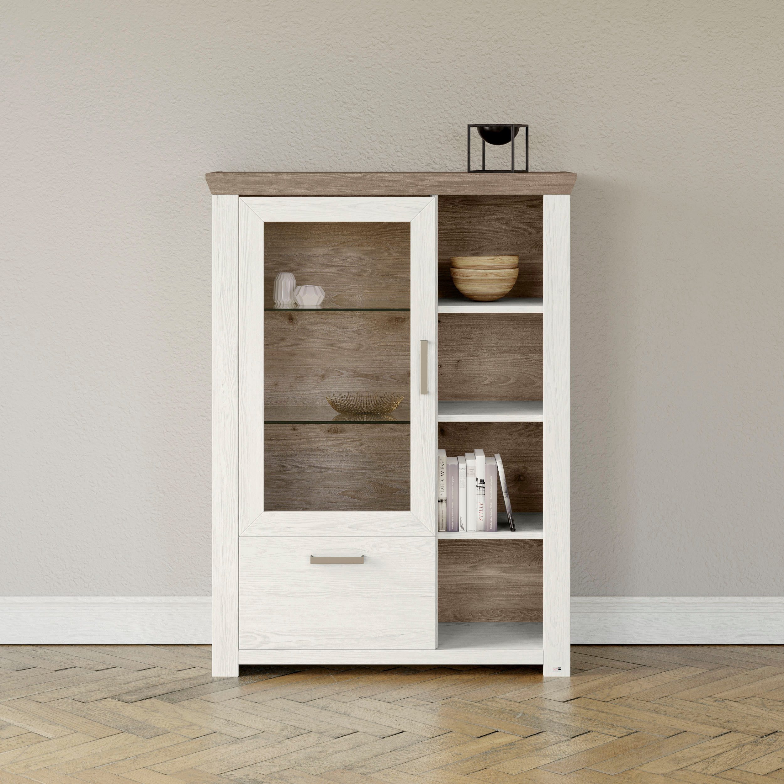 set one by Musterring Highboard "York", Typ 13 und 14, mit Glastür und Schu günstig online kaufen