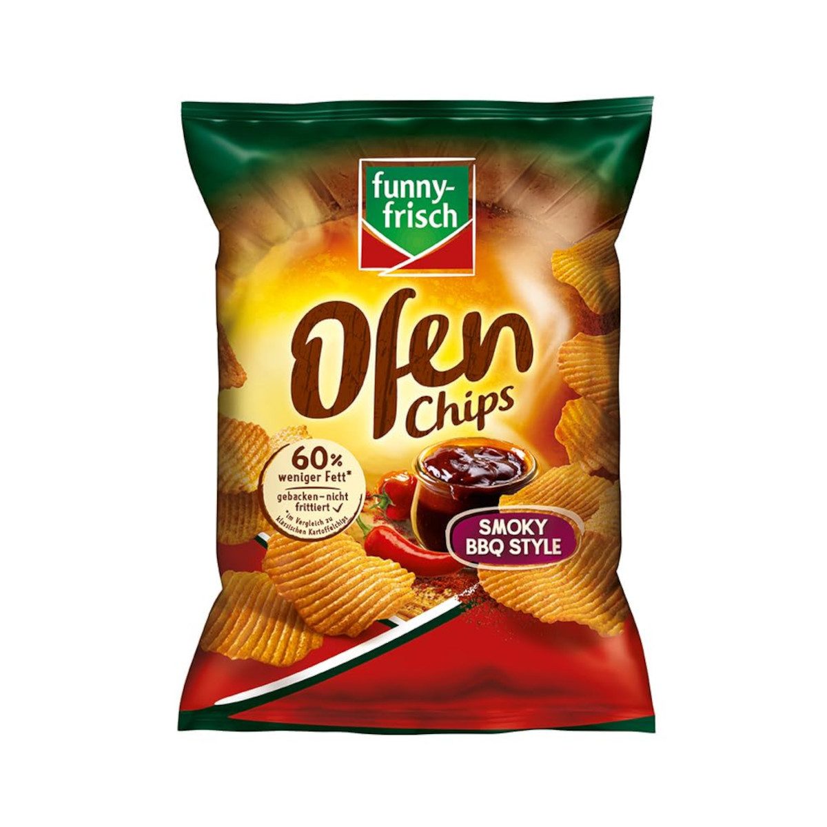funny-frisch Knabberei, funny-frisch Ofen Chips Smoky BBQ Style Kartoffelgenuss 115g