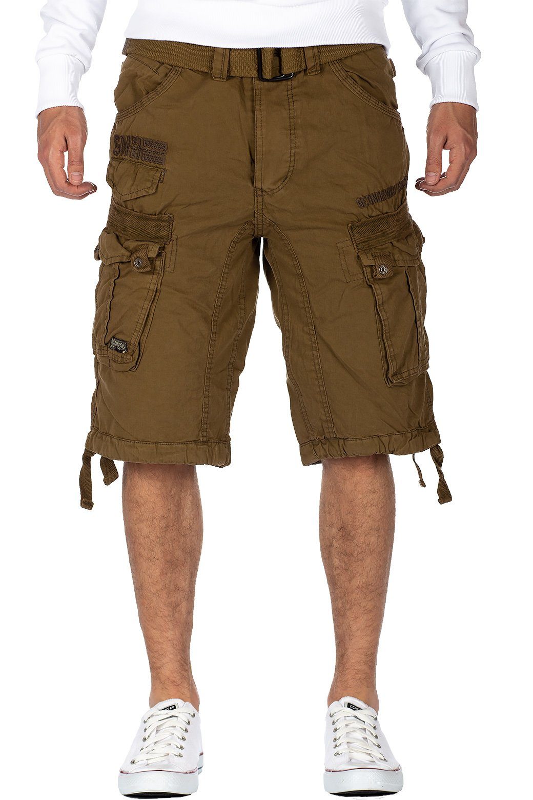 Geographical Norway Cargoshorts Herren kurze Hose bapanoramique Basic (1-tlg) mit Gürtel kaki