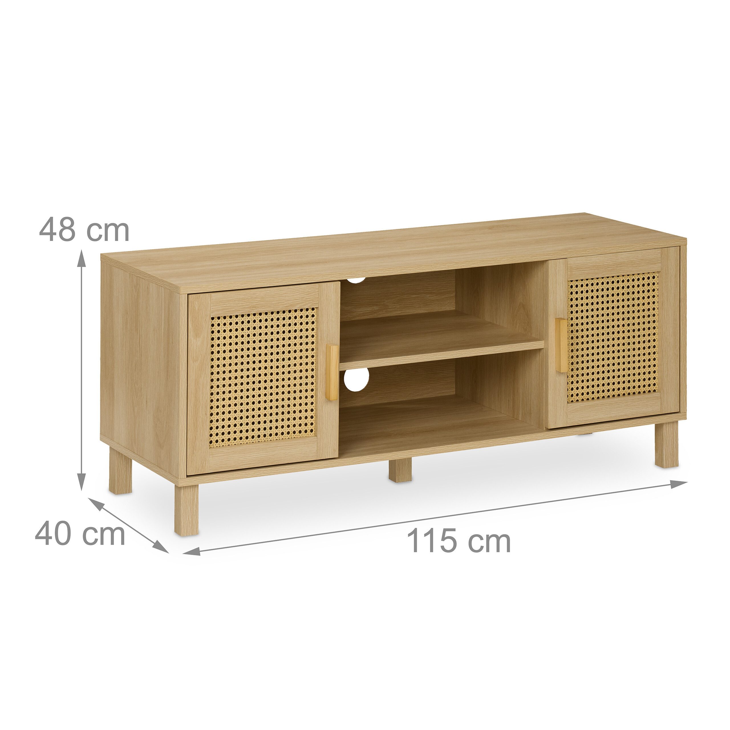 relaxdays TV-Board TV-Lowboard Rattan-Design (1 St) – Bild 4 von 5
