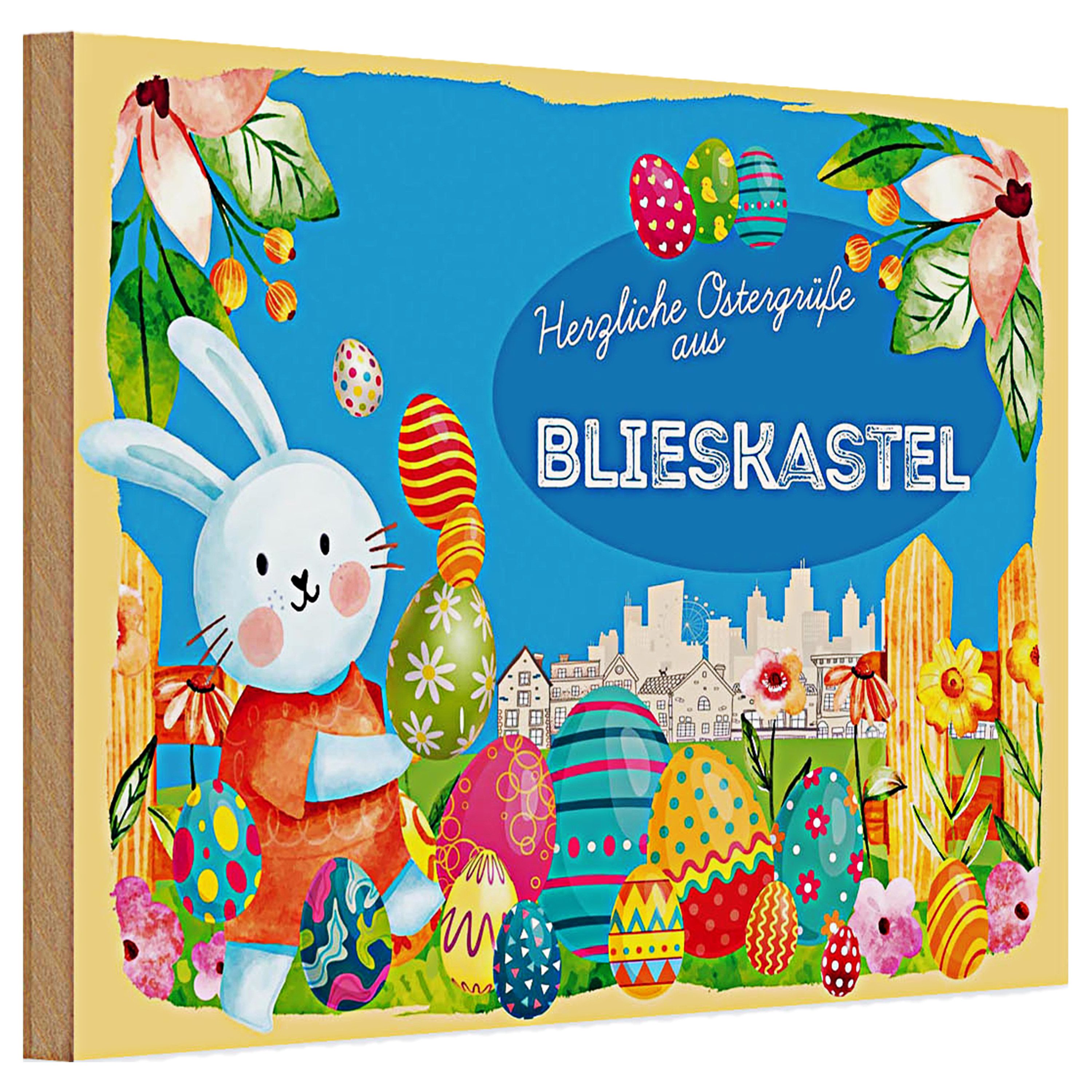 Roomando Holzbild Holzschild Ostern Ostergrüße 30x20cm BLIESKASTEL