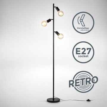 B.K.Licht Stehlampe, ohne Leuchtmittel, Stehleuchte, 3-flammig, E27, schwenkbar, Retro, Fußschalter, Metall