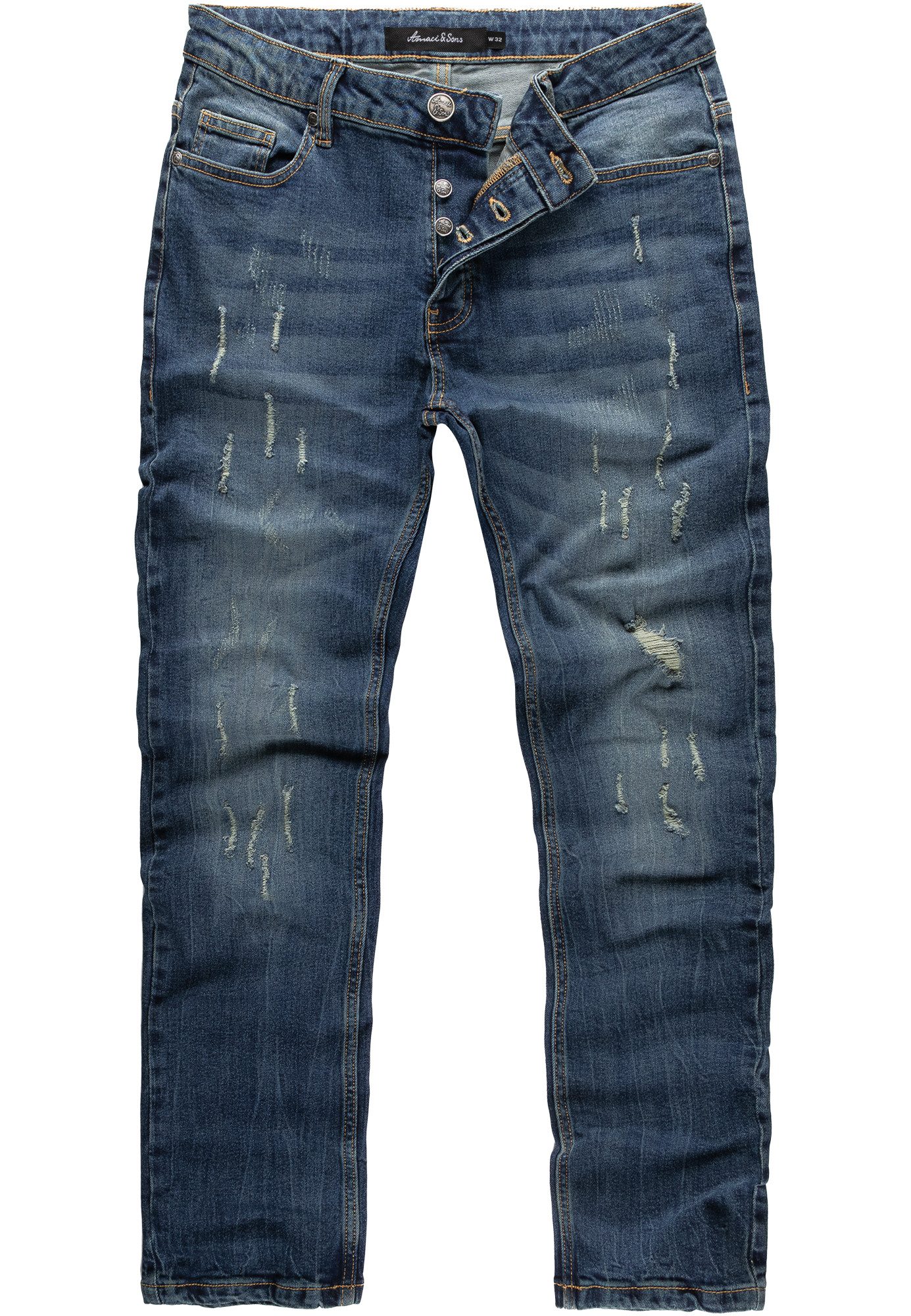 Amaci&Sons Slim-fit-Jeans FRESNO Slim Fit Destroyed Jeans Herren Destroyed günstig online kaufen