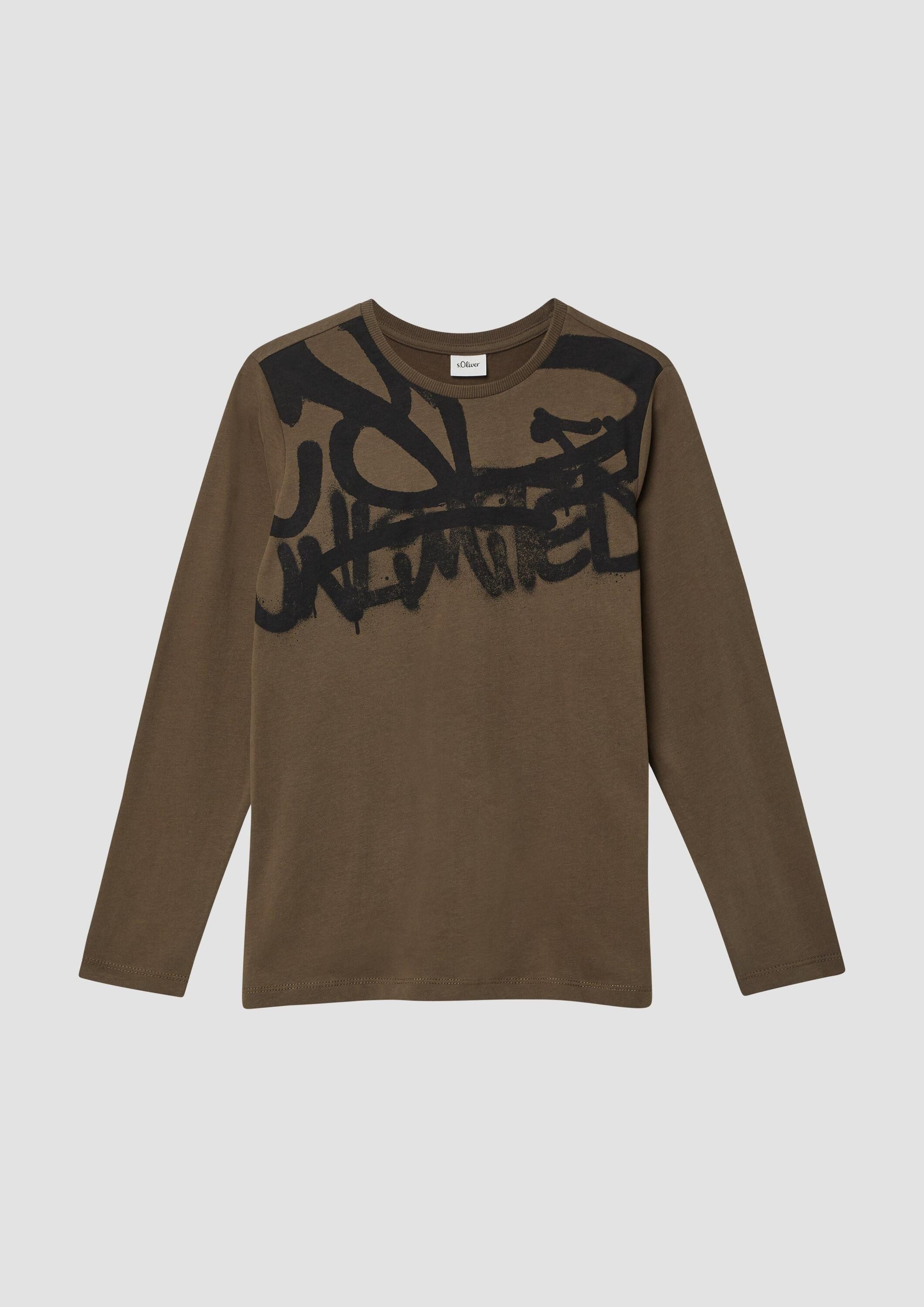 s.Oliver Langarmshirt T-Shirt Longsleeve mit Graffiti-Print