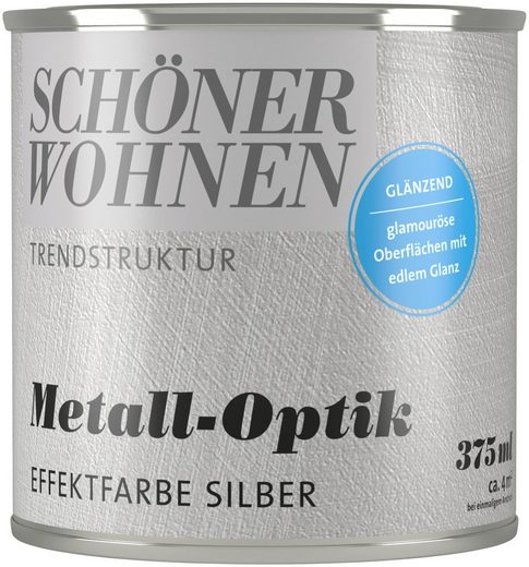 SCHÖNER WOHNEN-Kollektion Wandfarbe »Trendstruktur Metall-Optik«, 375 ml, silber, glänzende Effektfarbe für metallischen Look