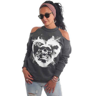 YAKUZA Sweatshirt Skullagram mit Cut-Outs an den Schultern