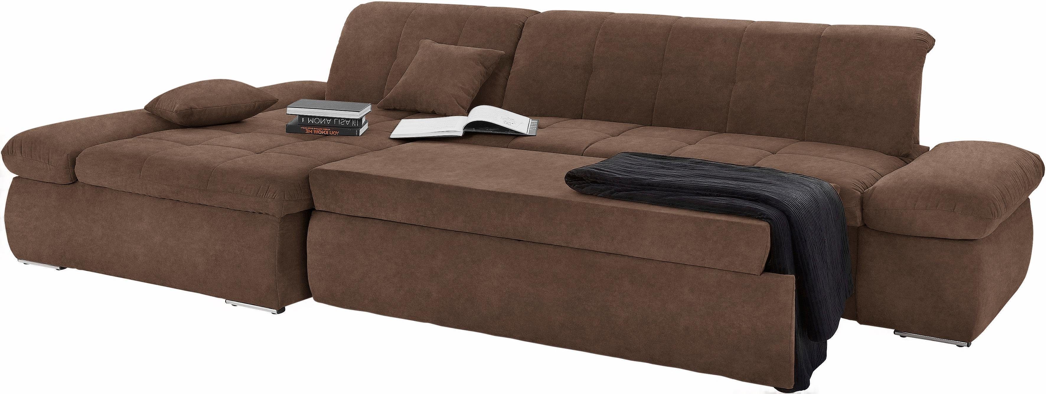 DOMO collection Ecksofa NMoric XXL, B/T/H: 300/172/80cm, L-Form, wahlweise mit Bettfunktion und Armlehnverstellung