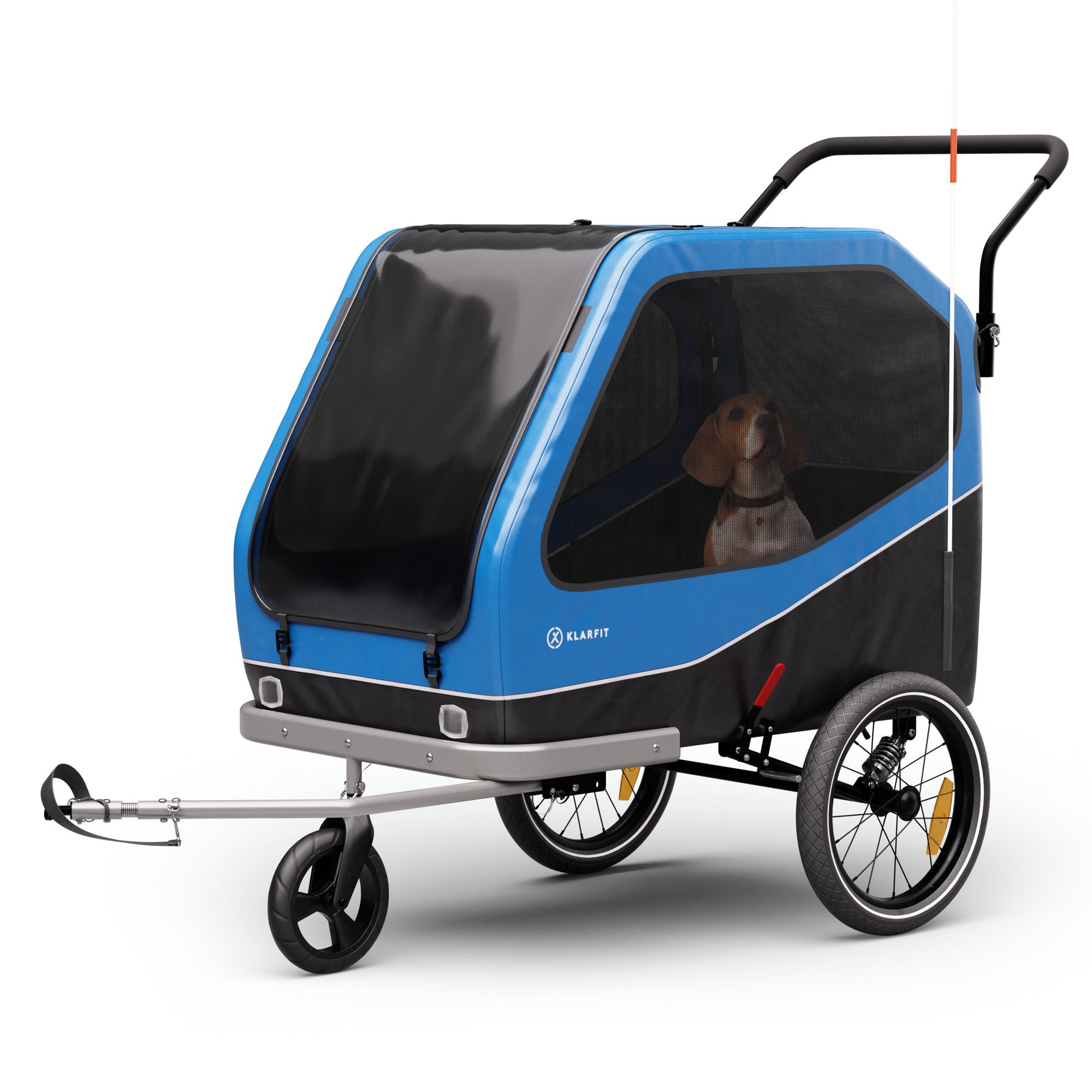 KLARFIT Fahrradkinderanhänger Goldie Buggy Fahrradanhänger 324 L, Fahrradanhänger Wetterfest Hund klappbar Stahl 20-28"