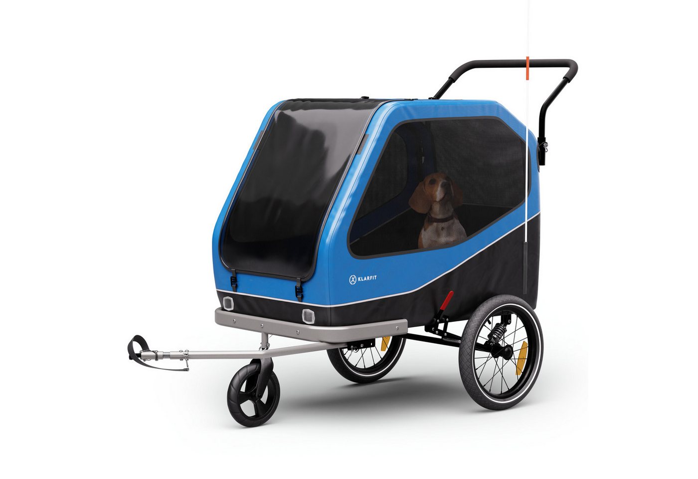 KLARFIT Fahrradkinderanhänger Goldie Buggy Fahrradanhänger 324 L, Fahrradanhänger Wetterfest Hund klappbar Stahl 20-28"