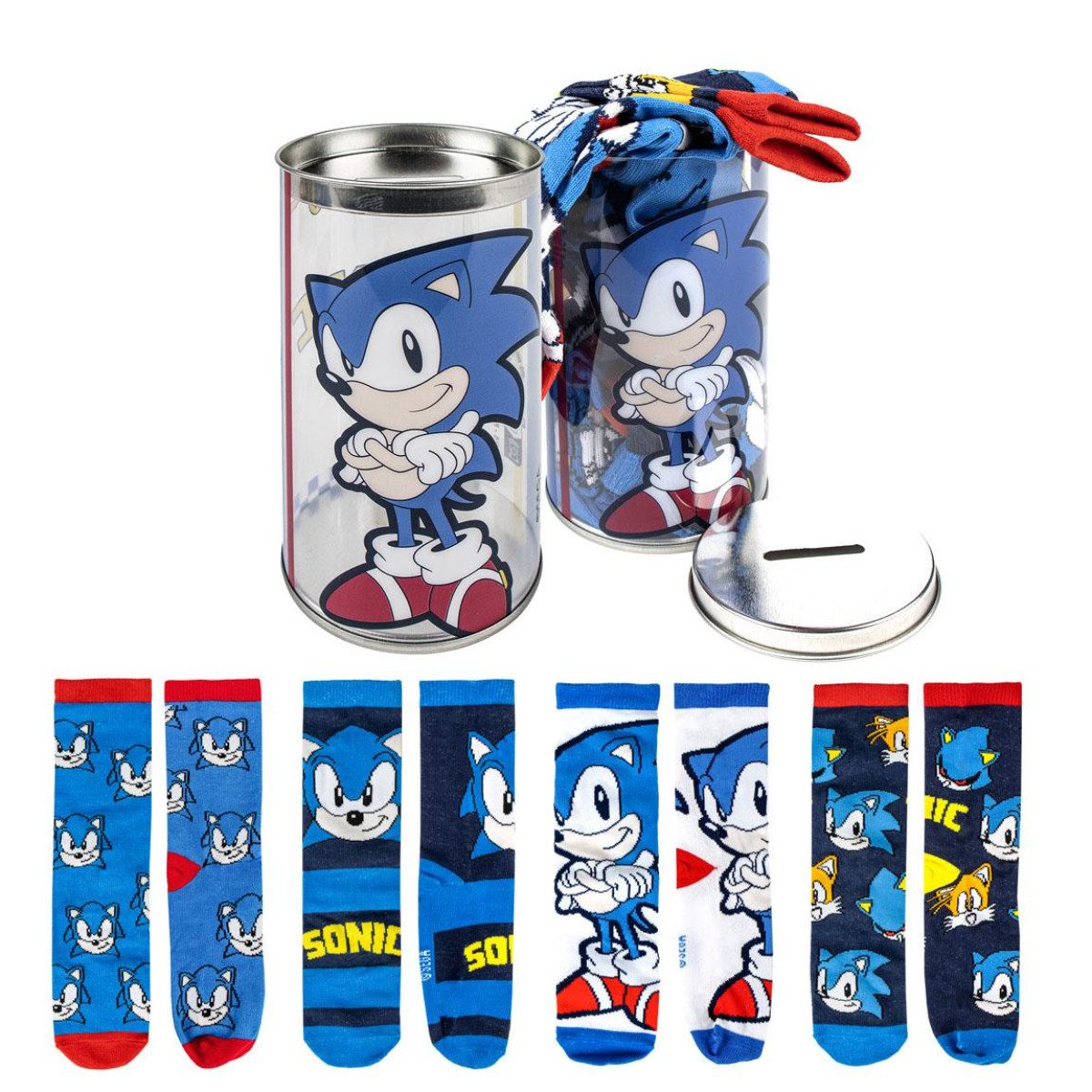 Socken Sonic the Hedgehog Kinder Socken Set 4 Paar bequem Baumwoll-Mix