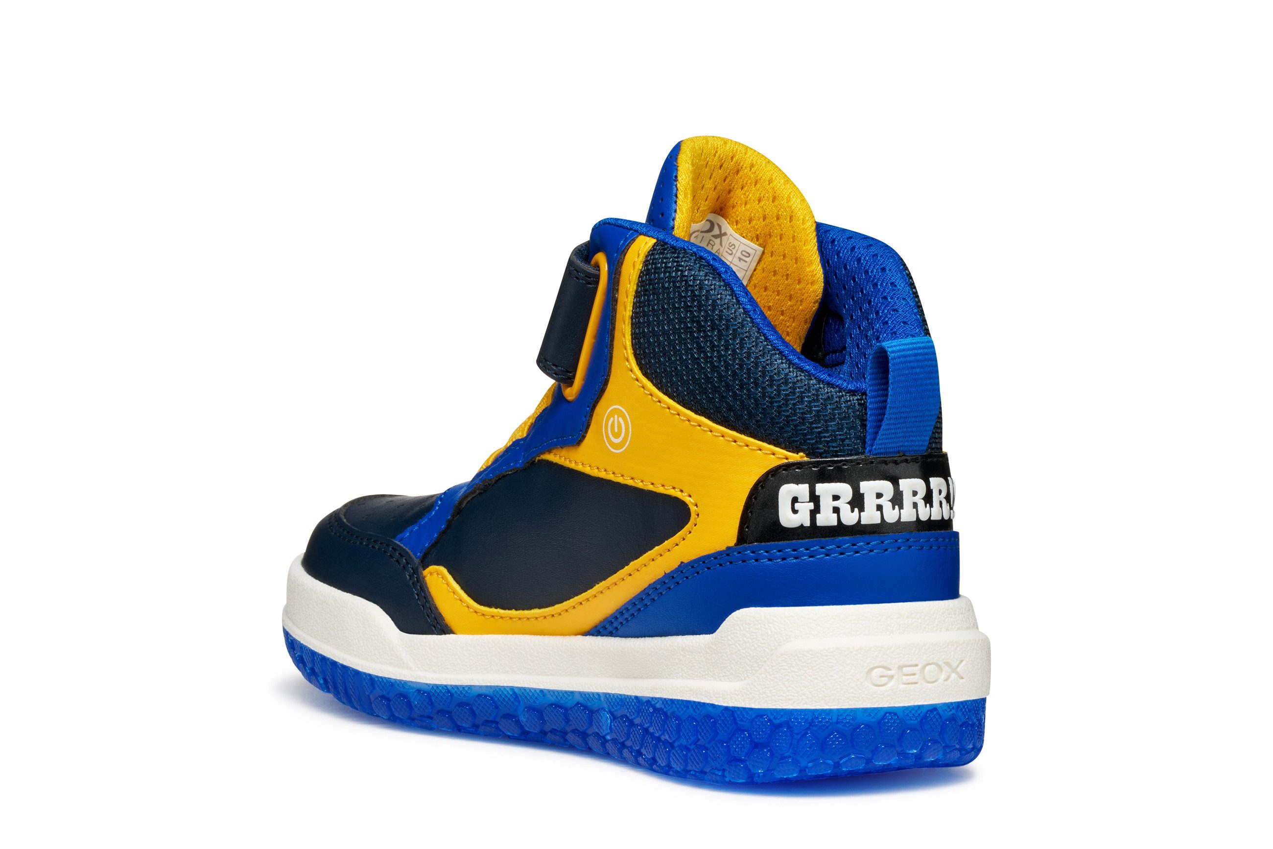 Geox J BUZZERLIGHT BOY Blinkschuh Sneaker Schnürboots mit cooler Blinkfunktion, Größenschablone zum Download