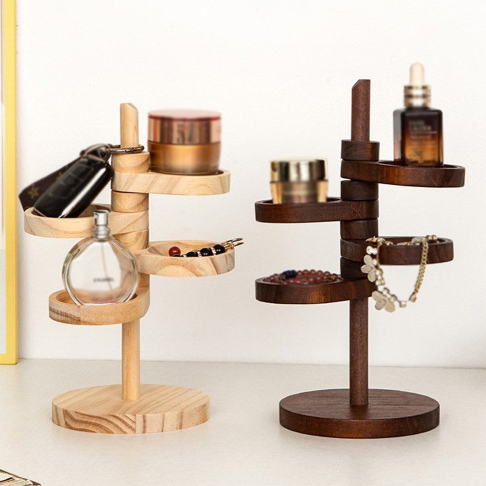 Jumpeak Standregal Hölzerner Verkaufsständ,Mehrstöckiger Lagerungsständer,Ornamentständer, 4-tlg., 4-5 Einlegeböden, drehbar und auswechselbar