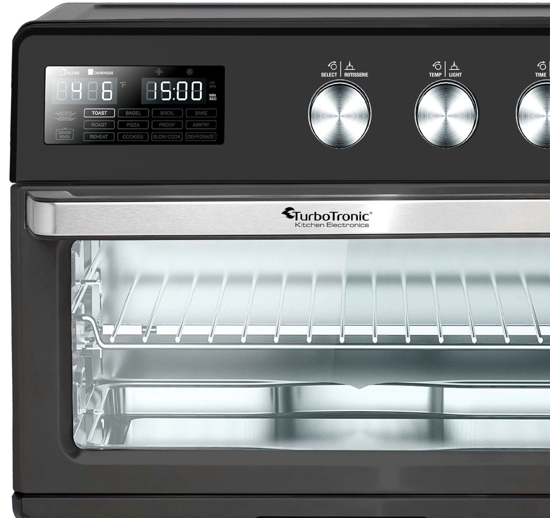 TurboTronic by Z-Line Minibackofen 1700 W 32 l Mini Backofen mit Airfryer Umluft Drehspieß Pizzaofen, Tischbackofen, kleiner Backofen, Heißluftfritteuse, Toaster, Dörrer