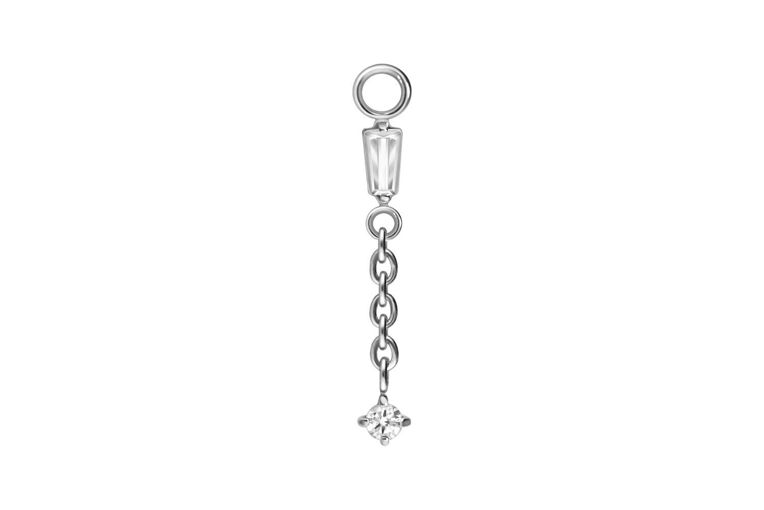 PIERCINGLINE Piercing-Set Chirurgenstahl Anhänger für Clicker 2 KRISTALLE + KETTE (Piercing-Anhänger, 1-tlg)