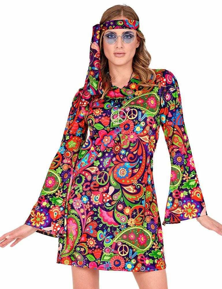 Widmann S.r.l. Kostüm Hippie 'Love' für Damen - Pink, 70er Jahre