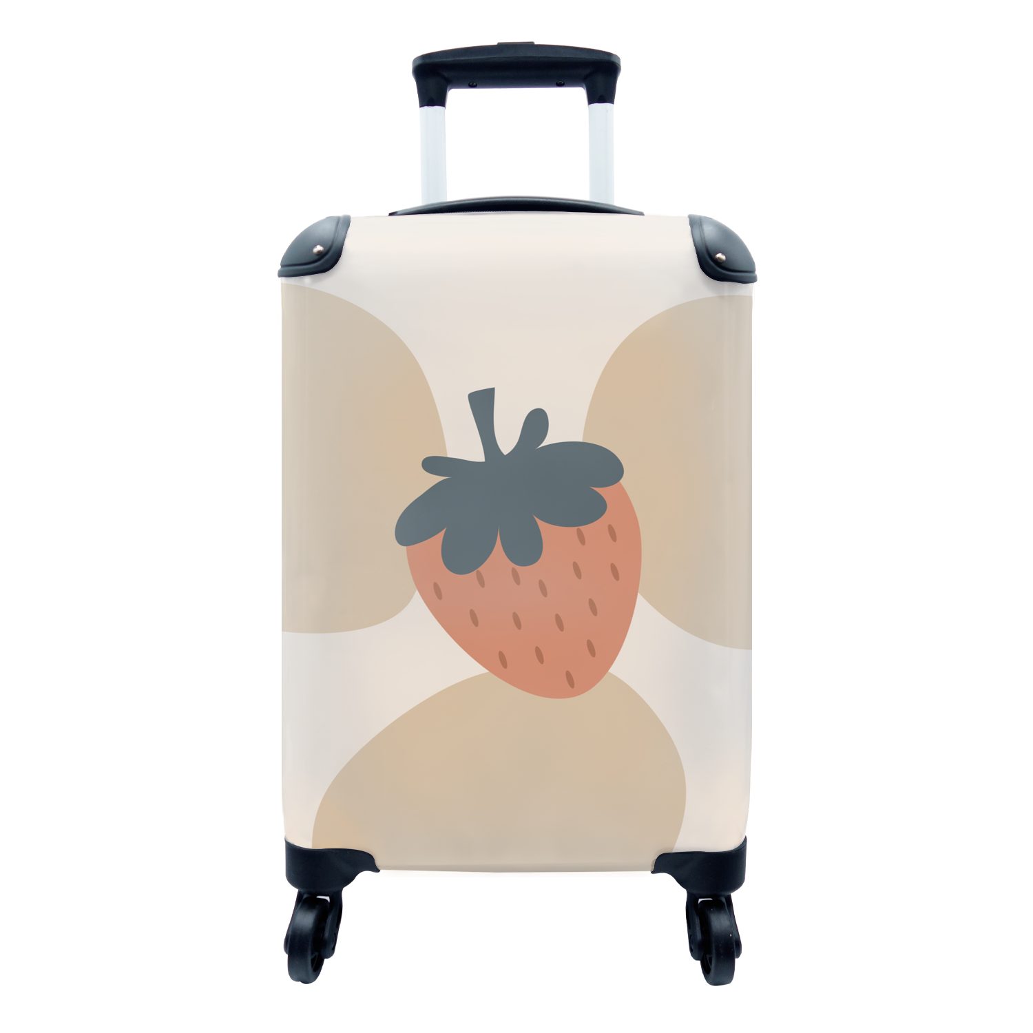 MuchoWow Handgepäckkoffer Obst - Pastell - Erdbeere, 4 Rollen, Reisetasche mit rollen, Handgepäck für Ferien, Trolley, Reisekoffer