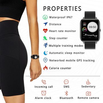 SUPBRO für Damen Herren Mit Fitness Armband Tracker Smartwatch (1,4 Zoll, Android iOS), mit Schrittzähler Pulsmesser Stoppuhr Touch Screen Wasserdicht IP67