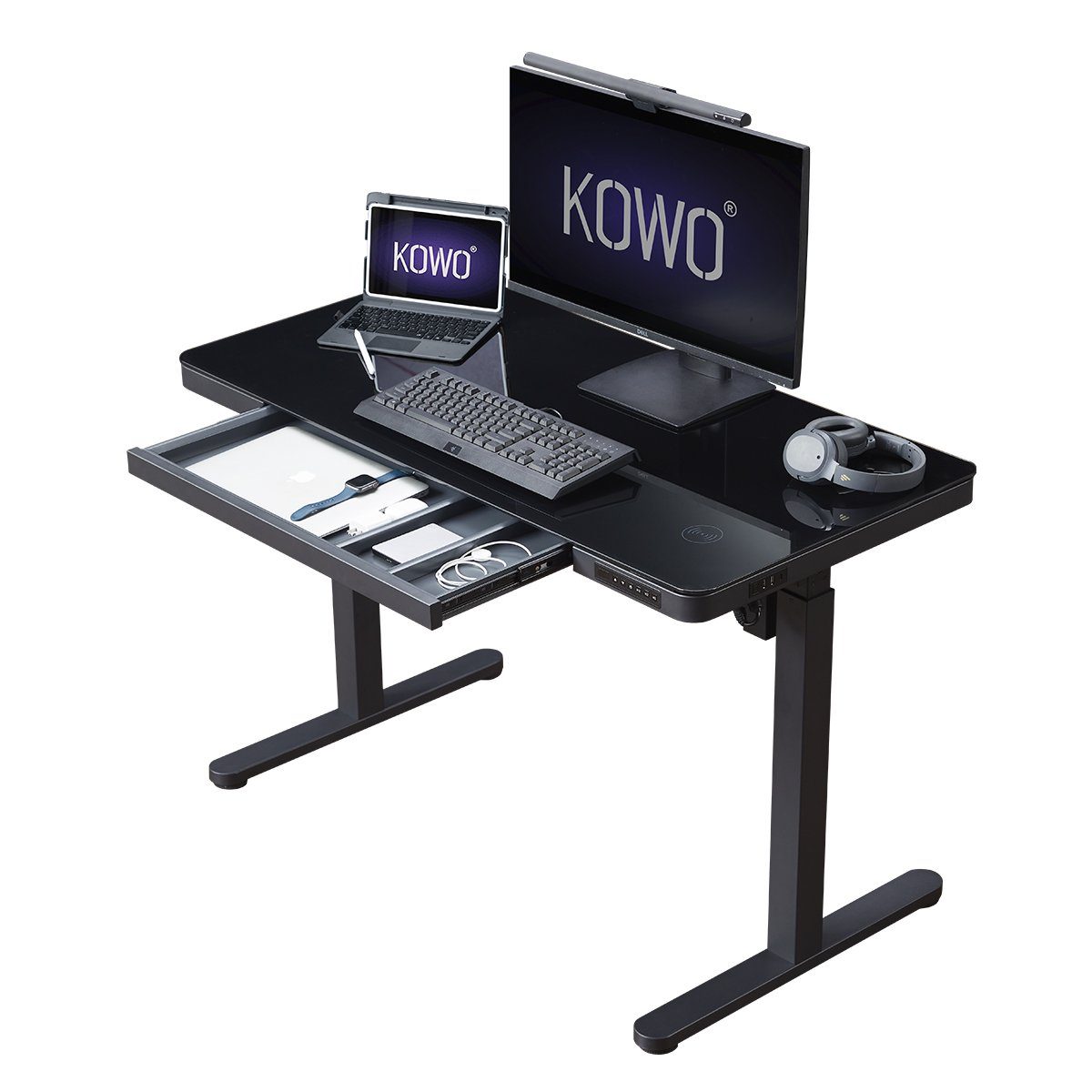 KOWO Schreibtisch Glas Arbeitstisch Höhenverstellbar Elektrischer günstig online kaufen