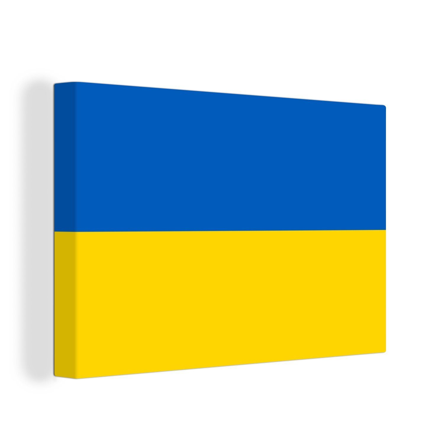 OneMillionCanvasses® Leinwandbild Bild der Flagge der Ukraine, (1 St), Wandbild für alle Wohnbereiche, Gemälde, XXL, großes, 120x80 cm