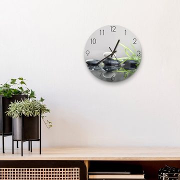 DEQORI Wanduhr 'Naturstein Arrangement' (Glas Glasuhr modern Wand Uhr Design Küchenuhr)