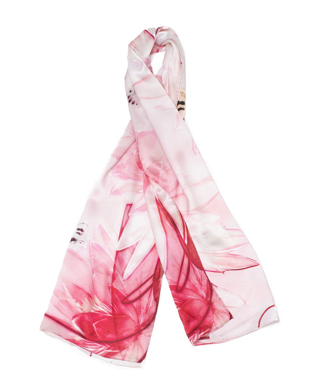 MayTree Seidenschal Taglilie rouge, 55 x 175 cm, leichter Damen-Schal, alljährig, (Stück), Seidentuch 100% Seide