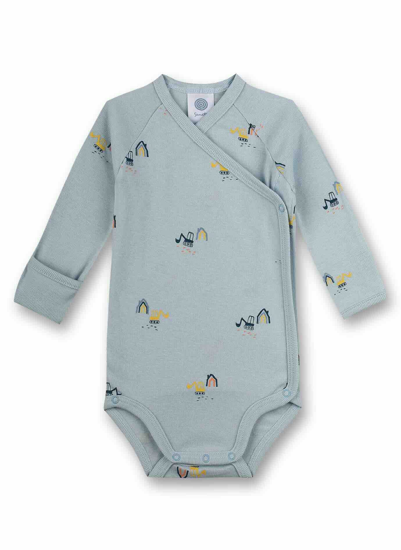 Sanetta Langarmwickelbody Baby Jungen Wickelbody aus Bio-Baumwolle mit Allover-Muster