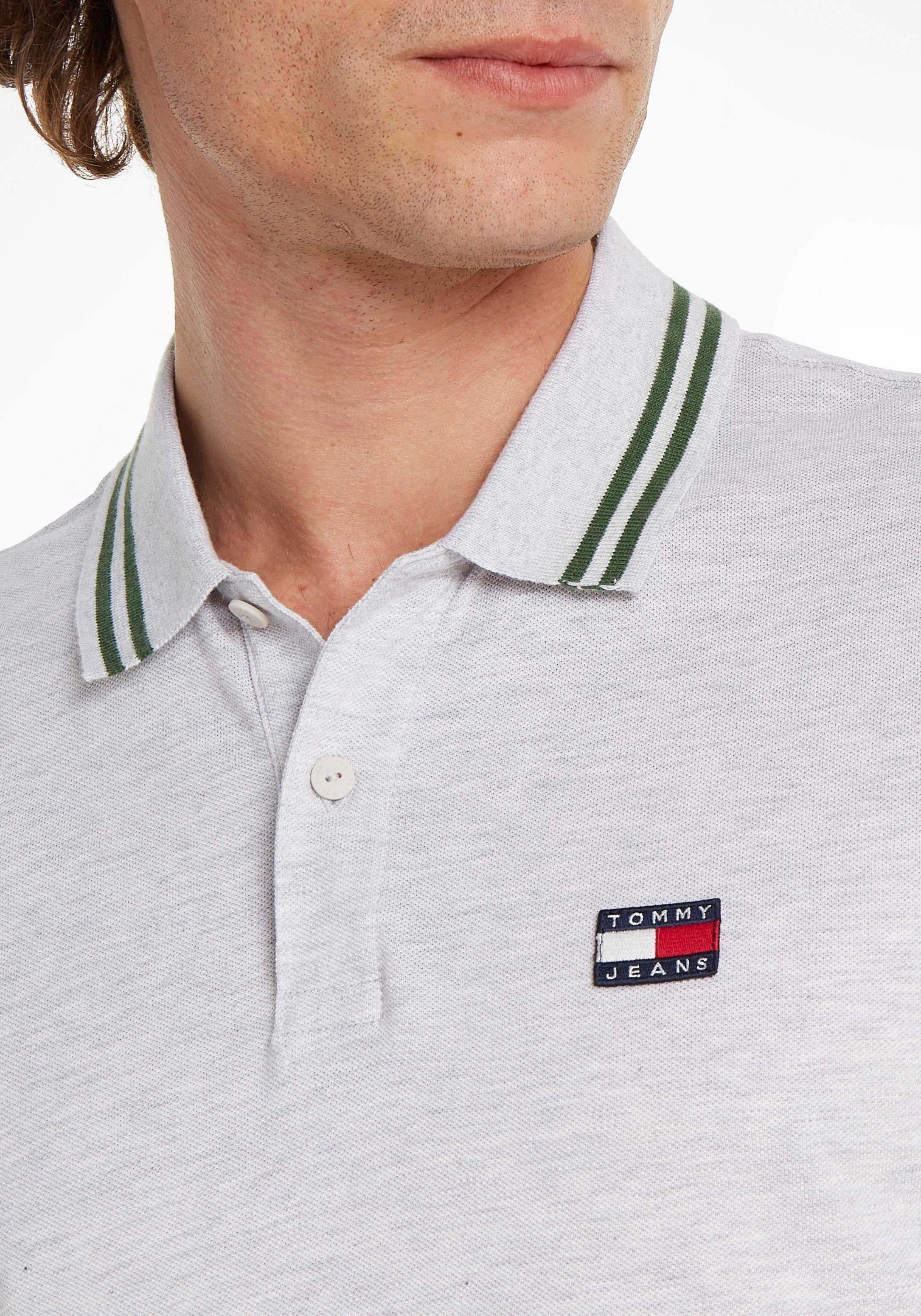 Tommy Silver DETAIL CLSC Htr TIPPING Poloshirt Grey Jeans TJM POLO