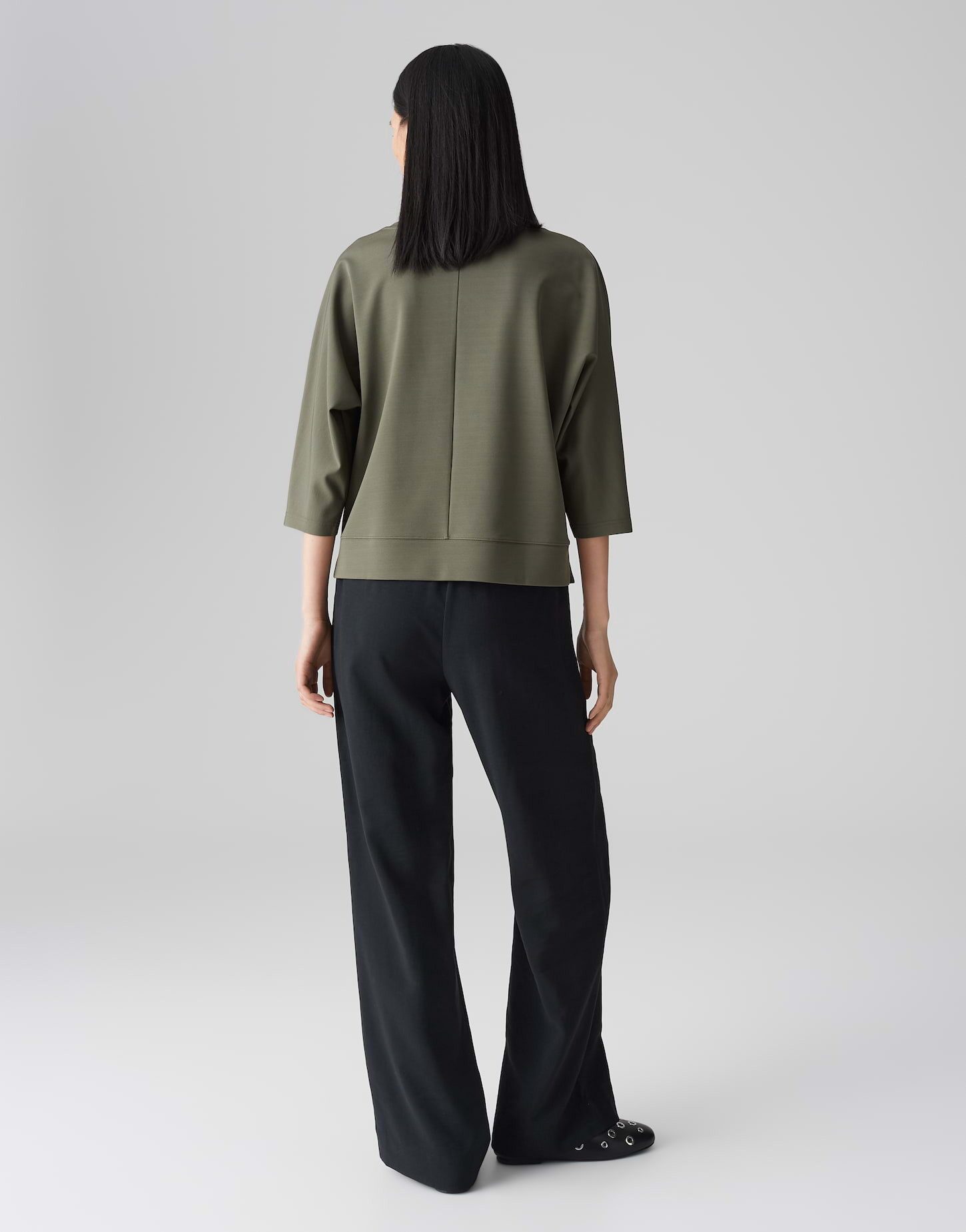 OPUS 3/4-Arm-Shirt SALANE mit Fledermausärmeln U-Boot-Ausschnitt, Jersey, Schlitze in den Seiten