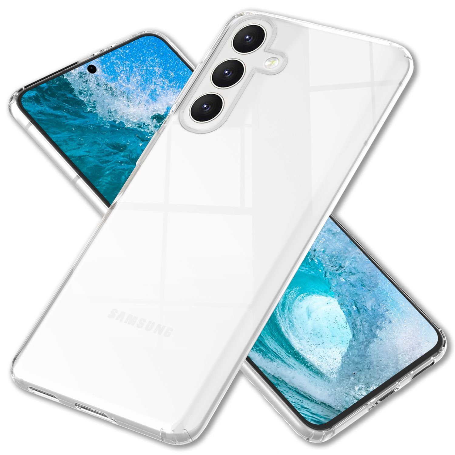 Nalia Smartphone-Hülle Samsung Galaxy S24 Plus, Klare Hybrid Hülle / Harte Rückseite / Kratzfest / Super Transparent