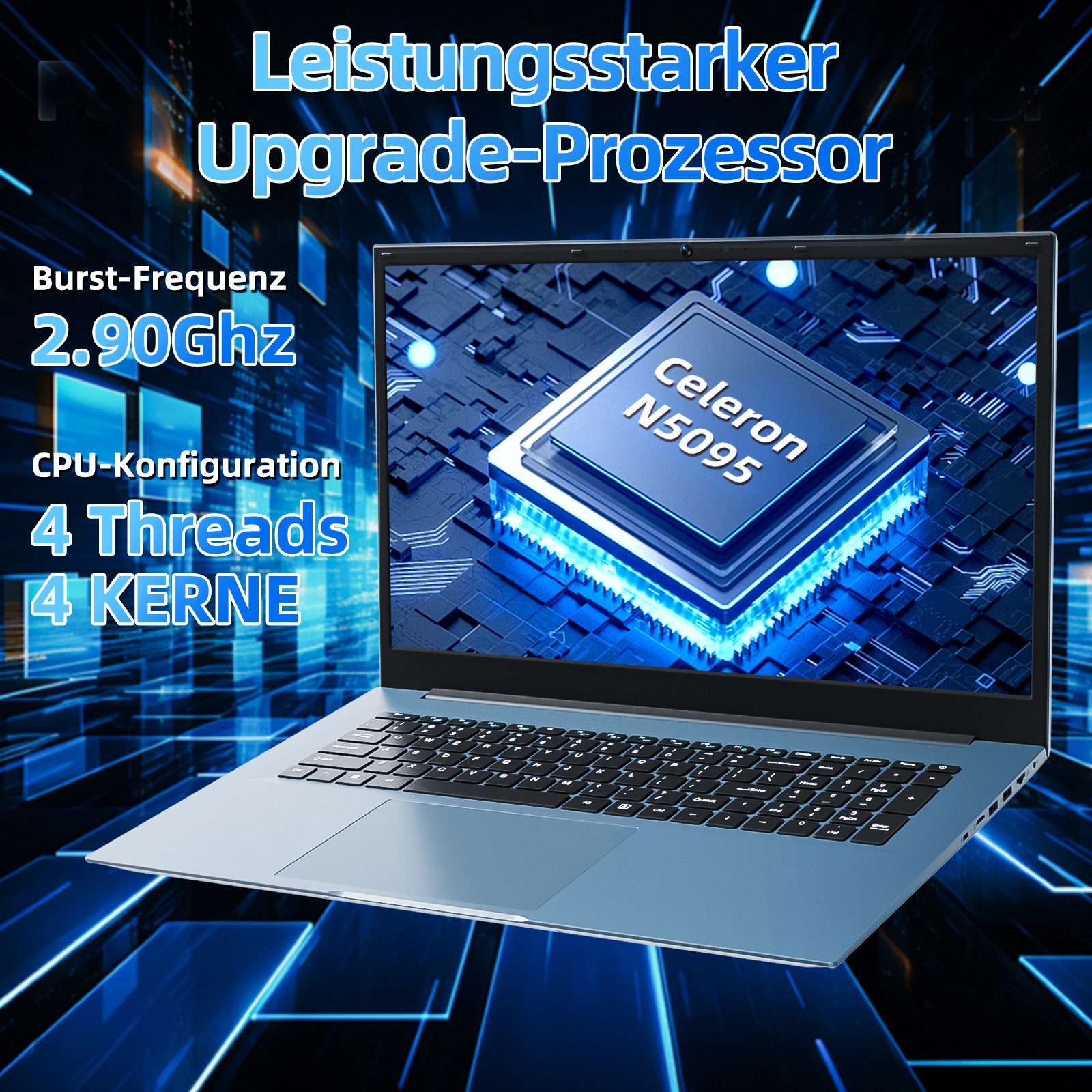 MENGHU 18,5 Zoll Laptop für Homeoffice & Alltag Windows 11 Microsoft 365 Notebook (Intel Celeron N5095, 4 GB, 128 GB SSD)