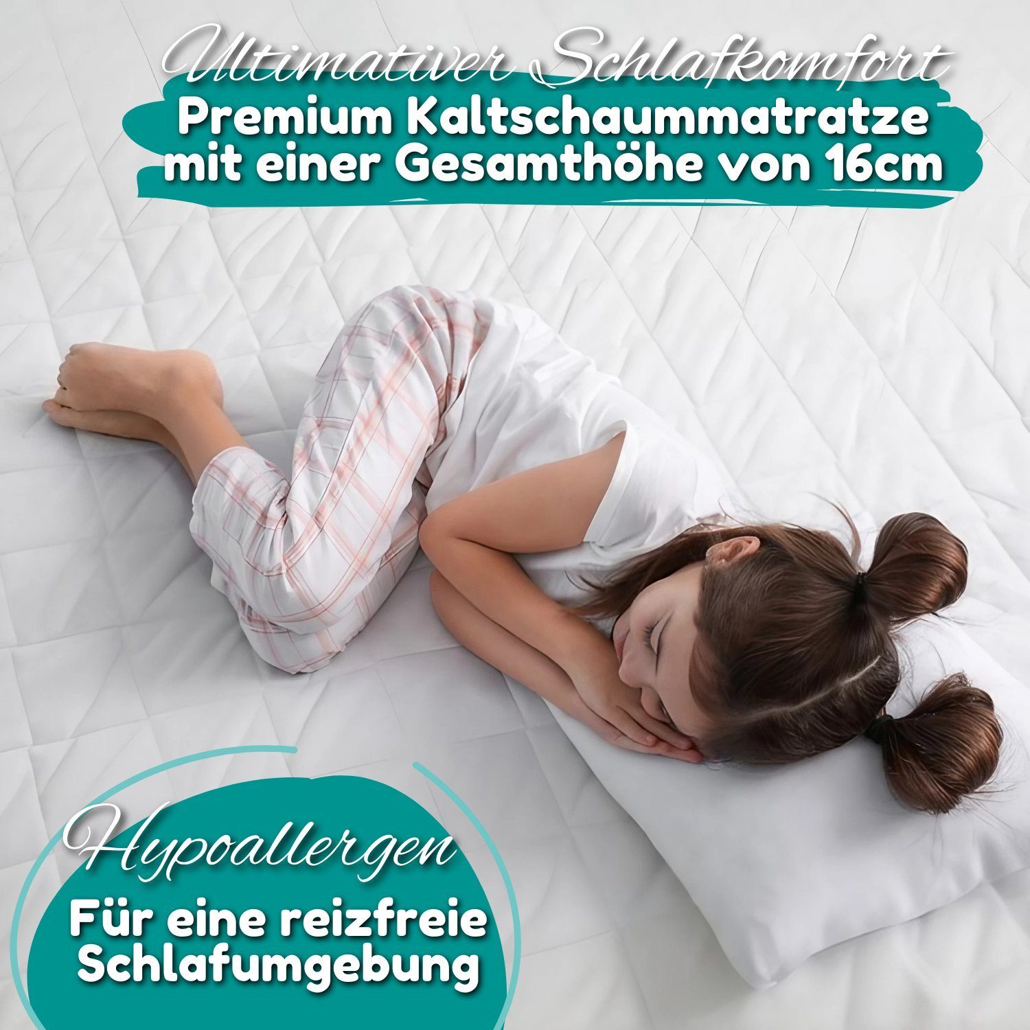 Komfortschaummatratze COZY PLUS, Alavya Home®, hochwertige für Kinderbett), Matratze cm waschbarem (Kaltschaum I 16 CertiPUR Matratze Bezug zertifizierter mit hoch, Double-Jersey-Steppwattierung