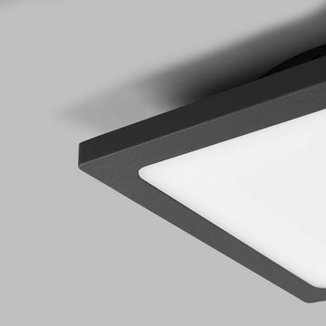 Lucande LED Außen-Deckenleuchte Mabella, LED-Leuchtmittel fest verbaut, warmweiß, Modern, Aluminium, Polycarbonat, dunkelgrau, weiß, 1 flammig, inkl.