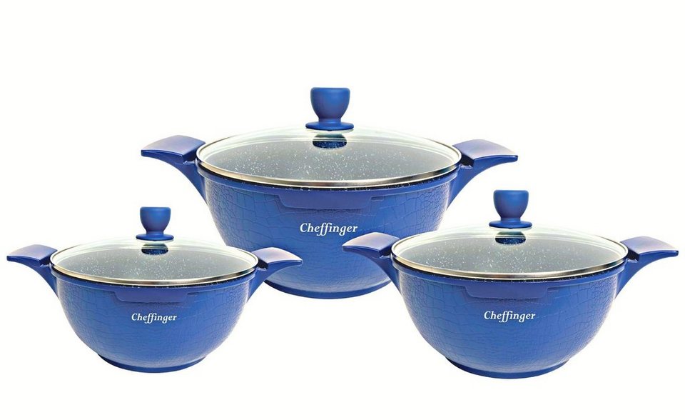 Cheffinger Kochtopf Kochtopfset 20-24-28cm 6-tlg Topf Induktion Alu Guss  Geschirr, (6-tlg)