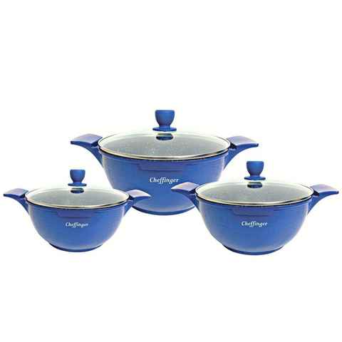 Cheffinger Kochtopf Kochtopfset 20-24-28cm 6-tlg Topf Induktion Alu Guss Geschirr, (6-tlg)