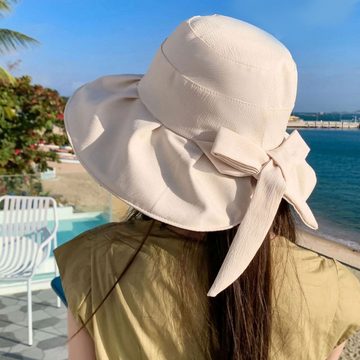 Rnemitery Strohhut Sommer-Sonnenhüte,UV-Schutz,breite Krempe, faltbarer Fischerhut Damen
