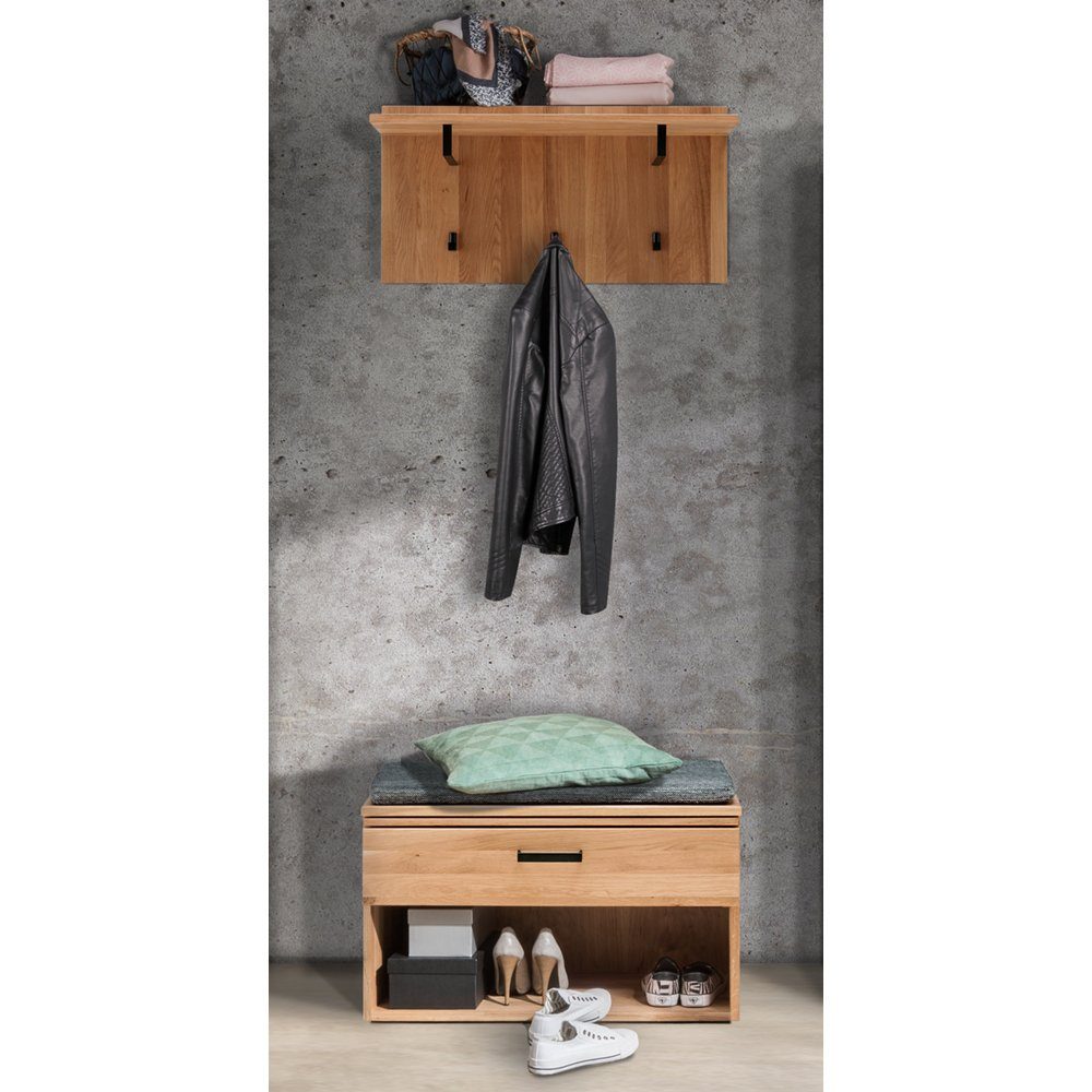 Lomadox Шкафы-Set LEUNA-64, (Spar-Set, 3-St), Wildeiche massiv geölt, Шкафыpaneel, Bank mit Kissen