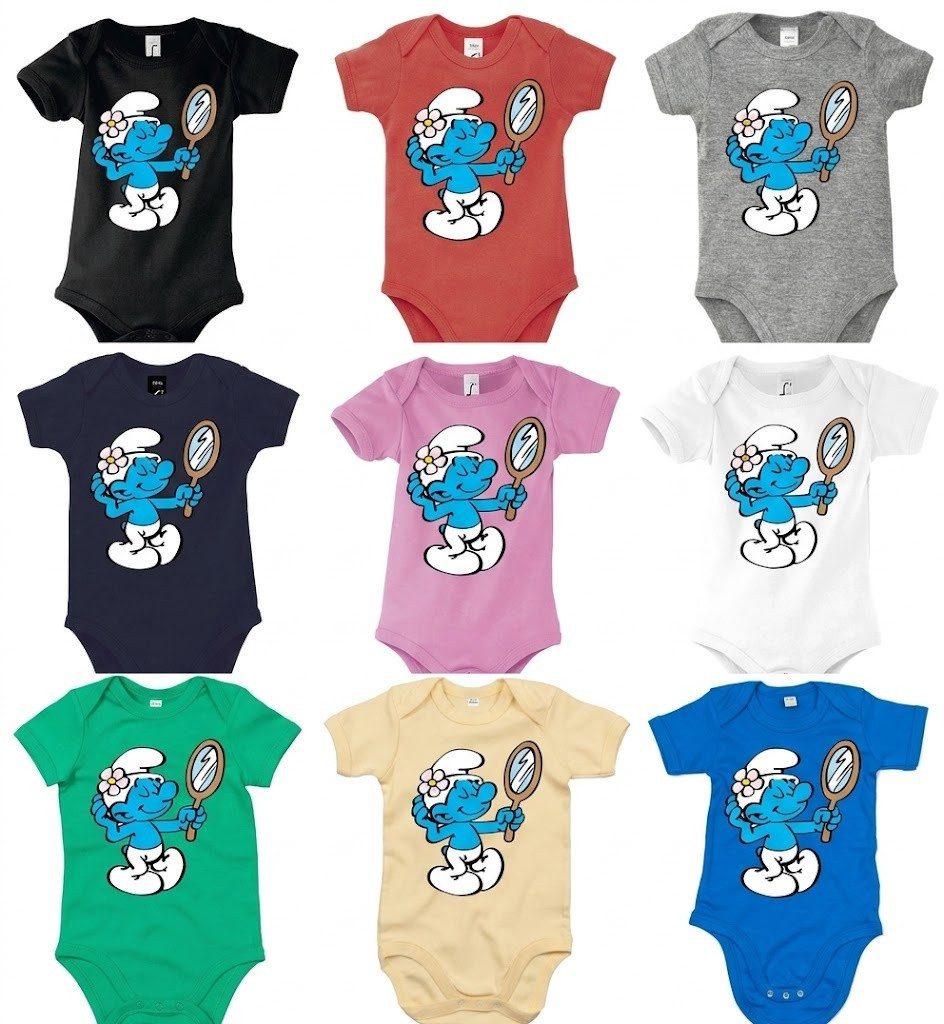 Blondie & Brownie Strampler Kinder Baby Body Beauty Schlumpf Comic Motiv Baumwolle Komfort (Einzelartikel) Baby Body Kinder Comic Beauty Schlumpf Motiv Baumwolle bequem Alltag