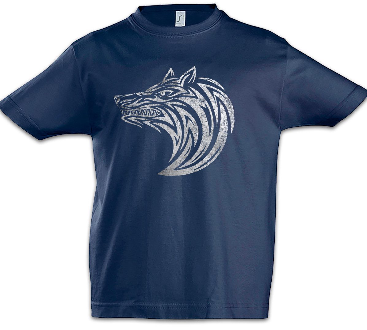 Print-Shirt Tribal Wolf I Kinder T-Shirt Kunst Art Kelten Tattoo Knoten Keltisch