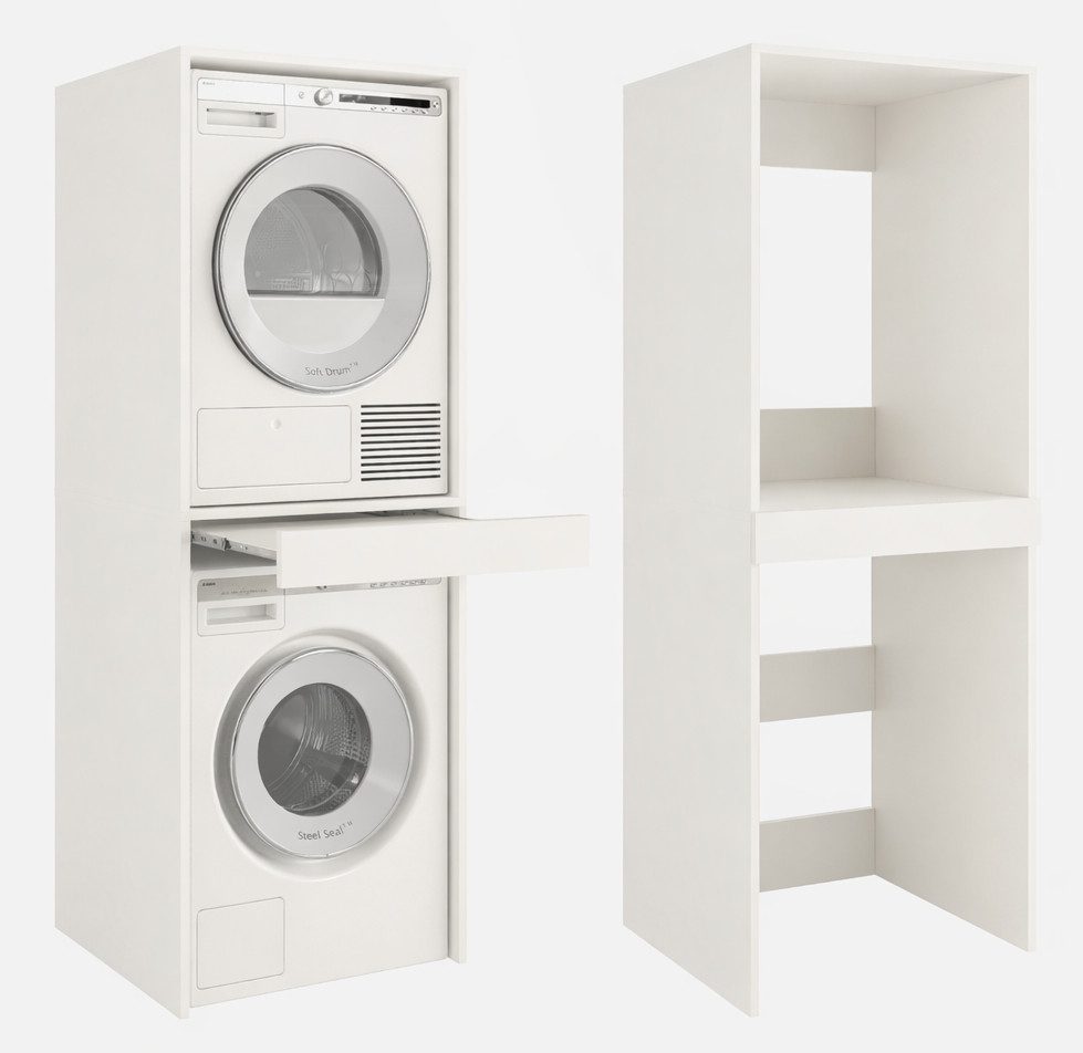 Platan Room Waschmaschinenumbauschrank Waschmaschinenschrank für Waschmaschine & Wäschetrockner Waschmaschine Trockner Schrank mit Ausziehbrett Überbauschrank