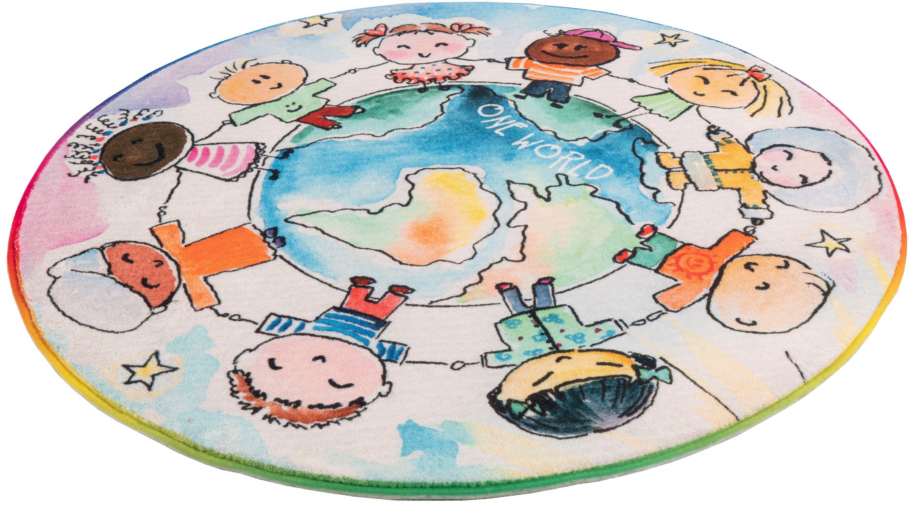 Obsession Kinderteppich My Juno 477, rund, Höhe: 10 mm, Kurzflor, Spielteppich, Motiv Kinder, Kinderzimmer